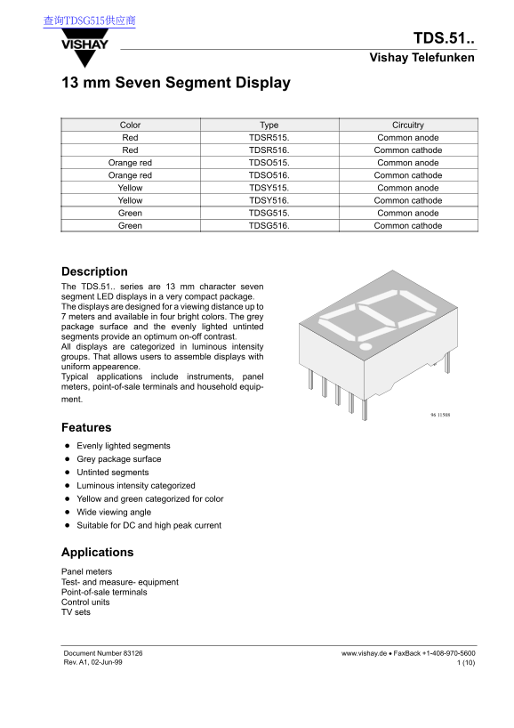 Vishay TDS.51.. Data Sheet - Page 1