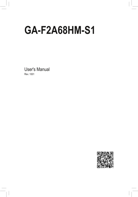 Gigabyte Motherboard GA-F2A68HM-S1 (rev.1.0) User Manual - English (Version 1001) - Page 1