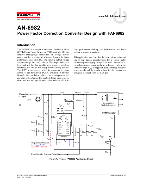Fairchild Power Factor Correction Converter Design with FAN6982 User Guide - Page 1