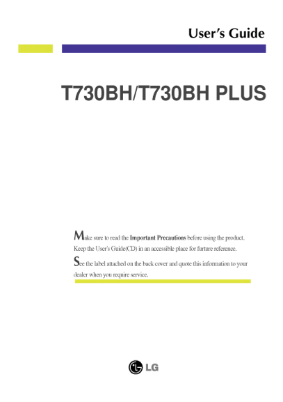LG Monitor - 19" T730BHK.ARU Product Specification English - Page 1