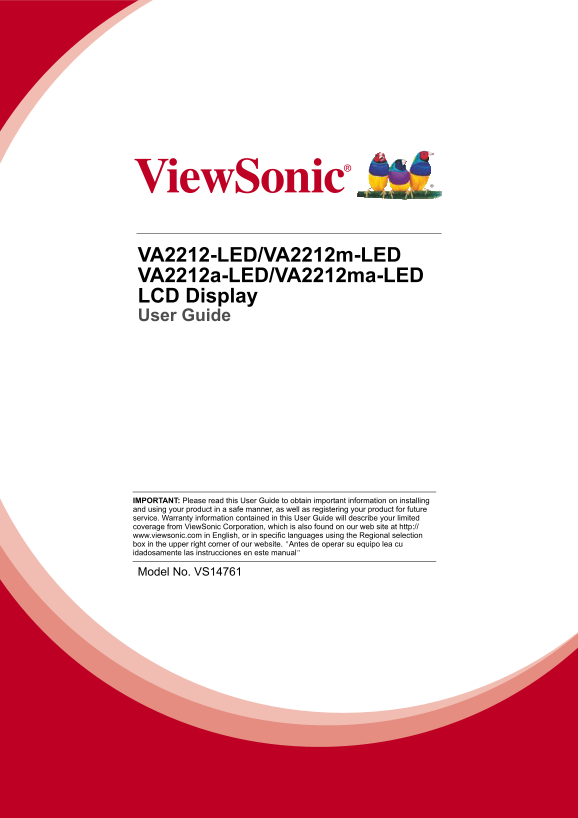 ViewSonic VA2212m-LED User Guide (English) - Page 1