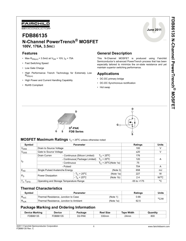 Fairchild FDB86135 User's Manual - Page 1