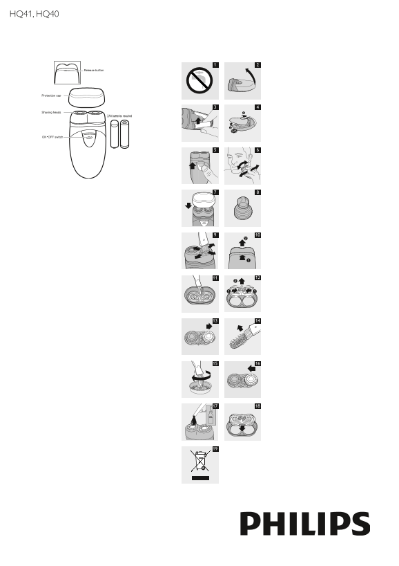 Philips Electric Shaver HQ40 20 Product Support & User Guide - Page 1