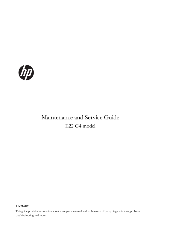 HP E22 G4 FHD Monitor Maintenance and Service Guide - Page 1