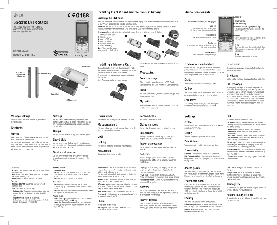LG GSM Mobile Phone LGS310.ACHNSV Product Manual TESCO MOBILE (UNITED KINGDOM) - Page 1