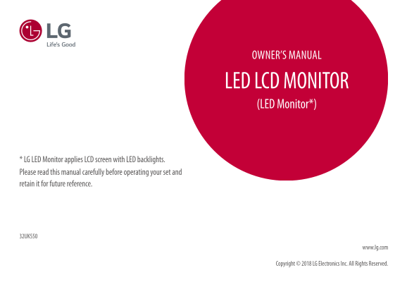 LG 30 to 49-inch General Monitor 32UK550-BA/CN Product Specifications English - Page 1