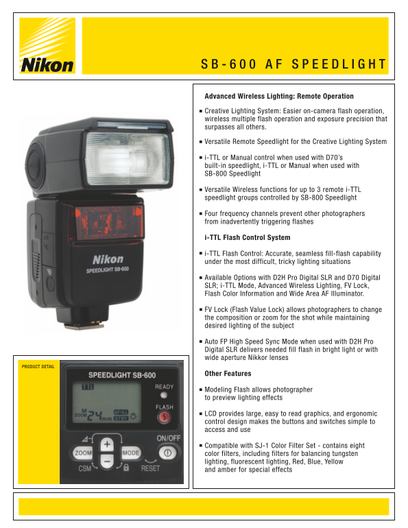 Nikon SB-600 User's Manual and Instructions - Page 1