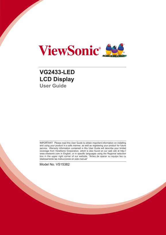 ViewSonic VG2433-LED Quick User Guide (English) - Page 1