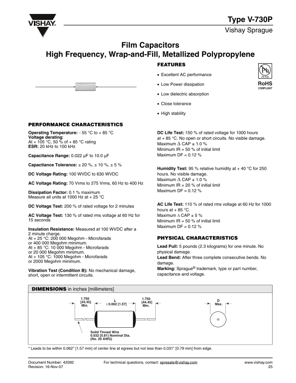 Vishay V-730P Data Handbook - Page 1