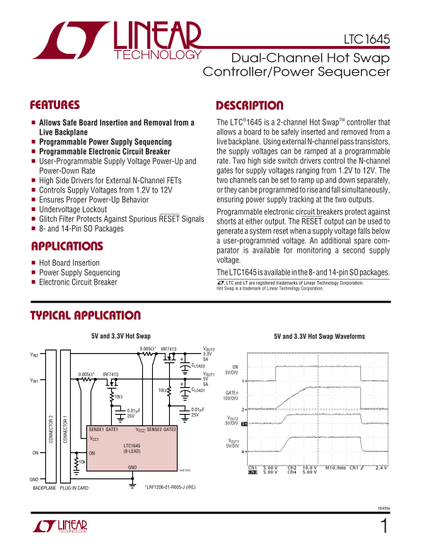 LINEAR TECHNOLOGY LTC1645 User Guide Manual - Page 1