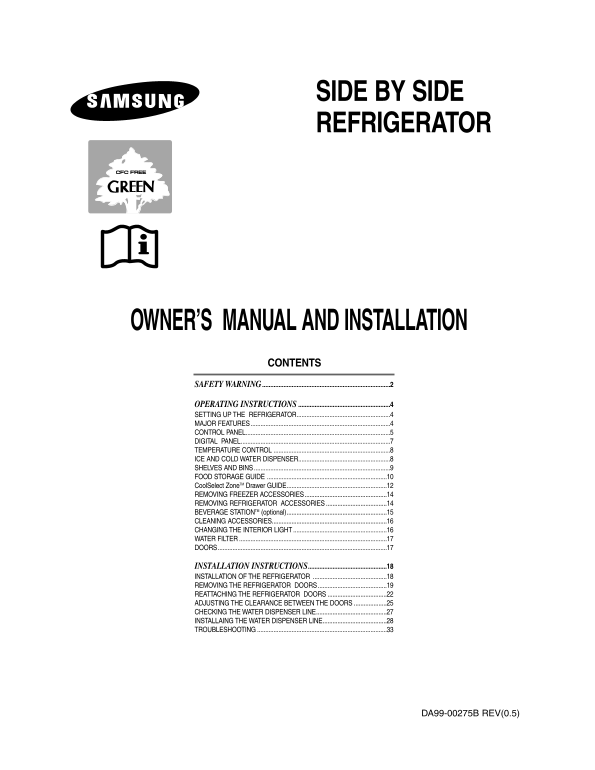 Samsung RS24KLAT1 XSC User's Manual - Page 1