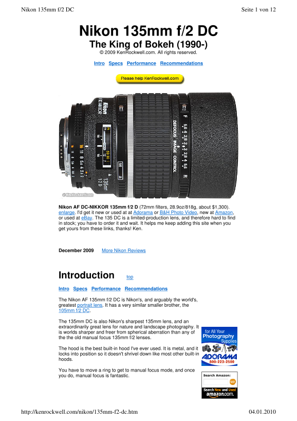 Nikon 135mm f 2 DC User's Manual - Page 1