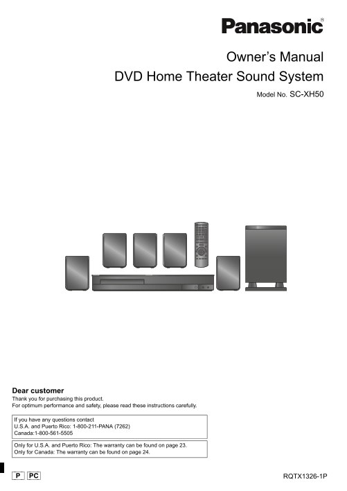 Panasonic SC-XH50 User Guide and Manual - Page 1