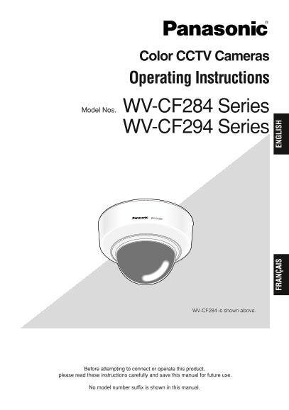 Panasonic WV-CF284 Series User's Guide Panasonic WV-CF294 Series User's Guide - Page 1