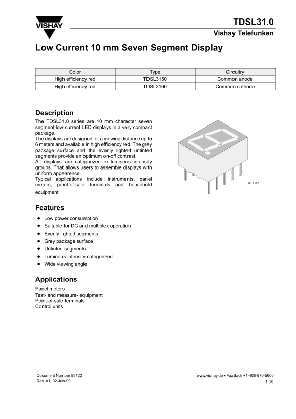 Vishay - TDSL31.0 Data Sheet User Manual - Page 1