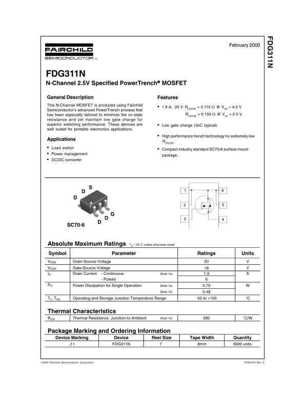 Fairchild FDG311N Specifications Manual - Page 1