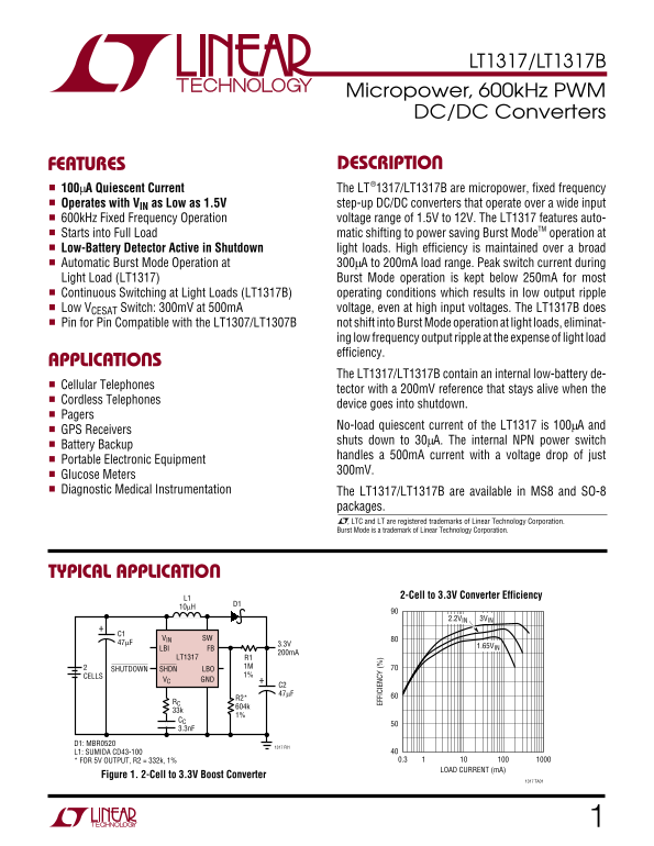 LINEAR TECHNOLOGY LT1317 LT1317B Data Sheet Manual - Page 1