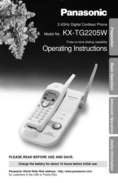 Panasonic KX-TG2205W User's Manual - Page 1