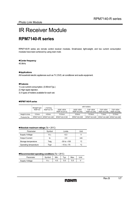 ROHM RPM7140-H13R User Guide and Manual - Page 1