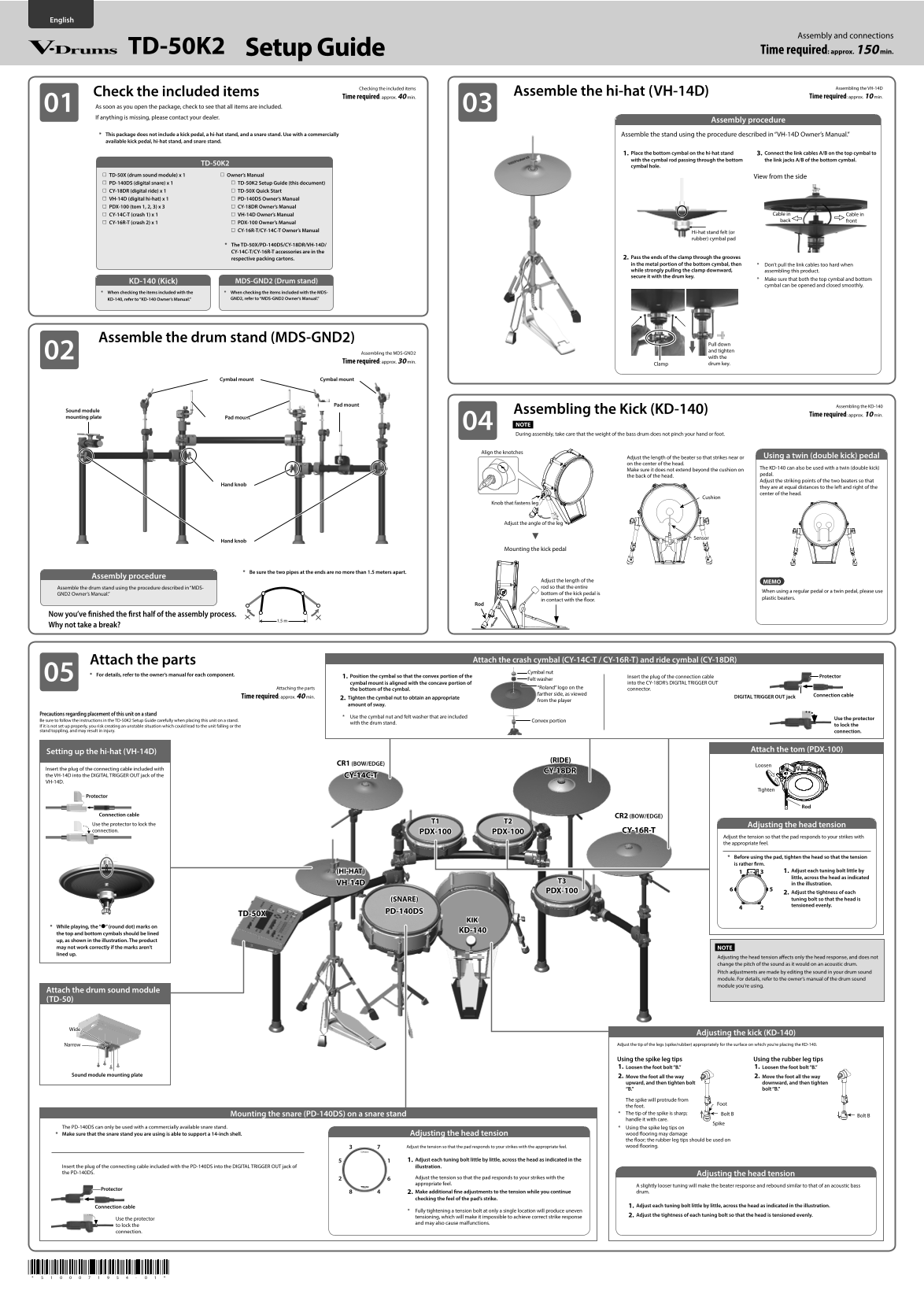 Roland V-Drums TD-50K2 V-Drums Setup Guide User Manual - Page 1