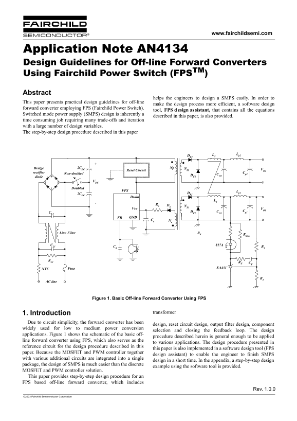 FAIRCHILD Design Guidelines for Offline Forward Converters using FPS - Page 1