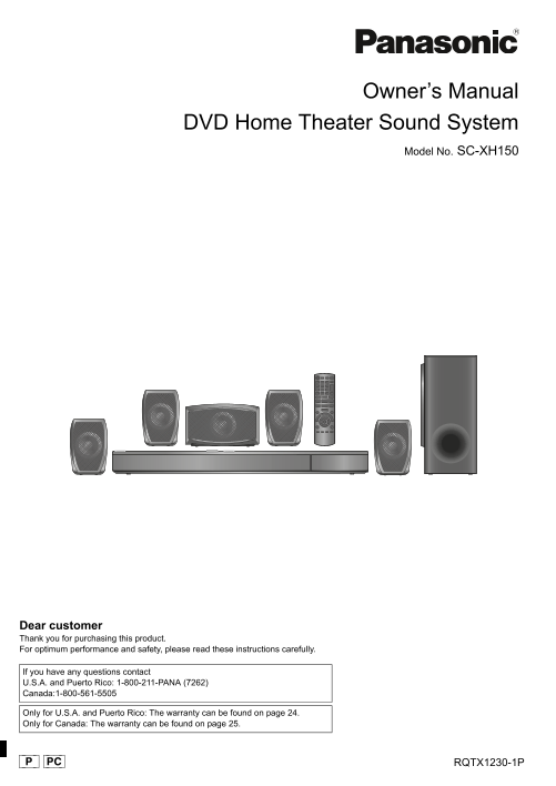 Panasonic SC-XH150 User Guide - Page 1