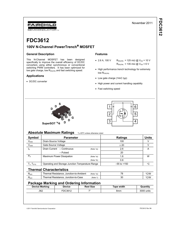 Fairchild FDC3612 Product Specifications Manual - Page 1