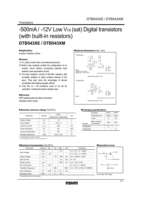 ROHM DTB543XE DTB543XM User Guide Manual - Page 1