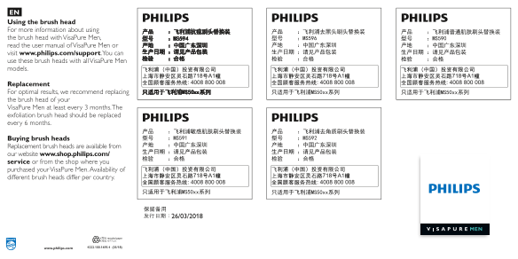 Philips Facial Brush Heads for Normal Skin MS590 51 Product Support and User Manual - Page 1
