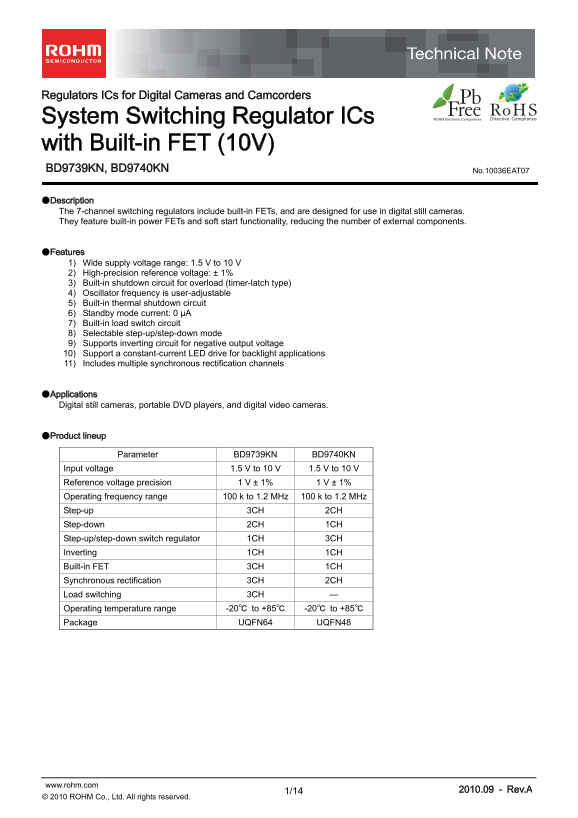 rohm BD9740KN Technical Note - Page 1