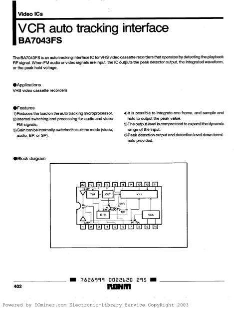 ROHM BA7043FS Data Sheet - Page 1