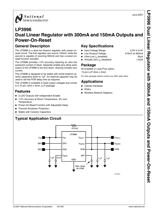 NATIONAL SEMICONDUCTOR LP3996 User's Manual - Page 1