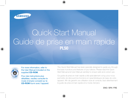 Samsung Portable PL50 Quick User Guide - Page 1
