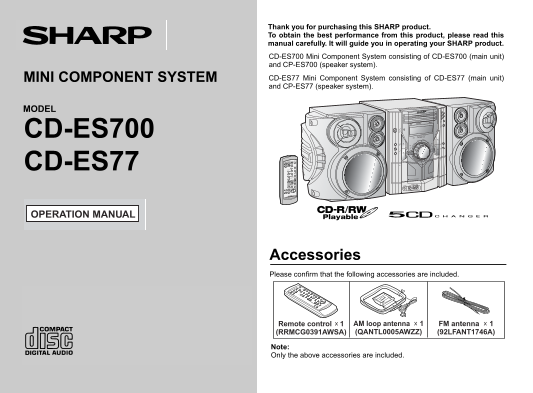 SHARP CD-ES77 CD-ES700 Operation Manual - Page 1