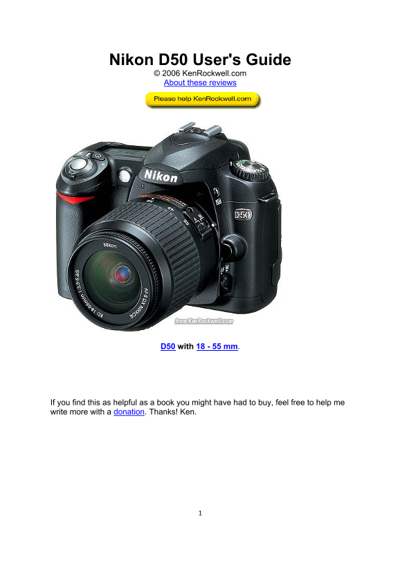 Nikon D50 User's Guide and Manual - Page 1