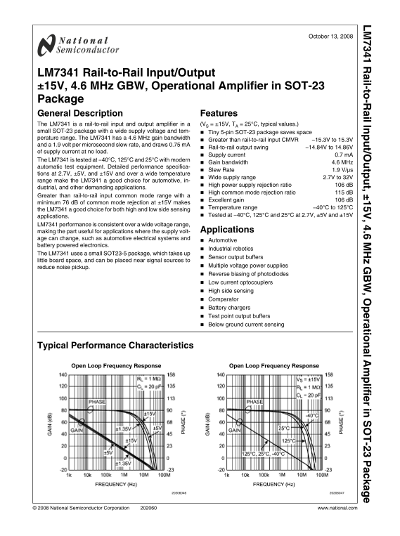 NATIONAL SEMICONDUCTOR LM7341 Owner's Manual - Page 1