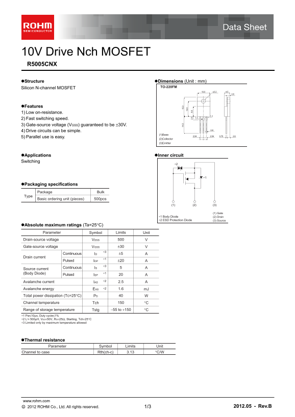 ROHM R5005CNX User Guide - Page 1
