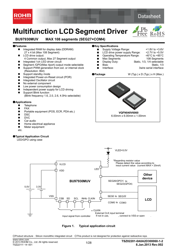 ROHM BU9798KV Data Handbook/Manual - Page 1