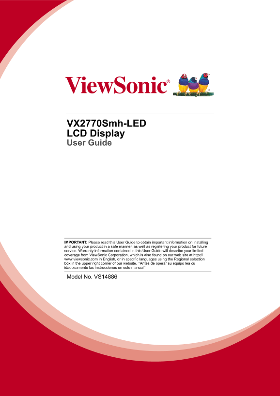 ViewSonic VX2770SMH-LED Quick User Guide (English) - Page 1