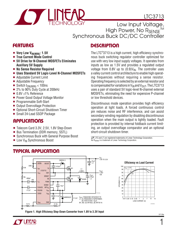 LINEAR TECHNOLOGY LTC3713 User Guide - Page 1