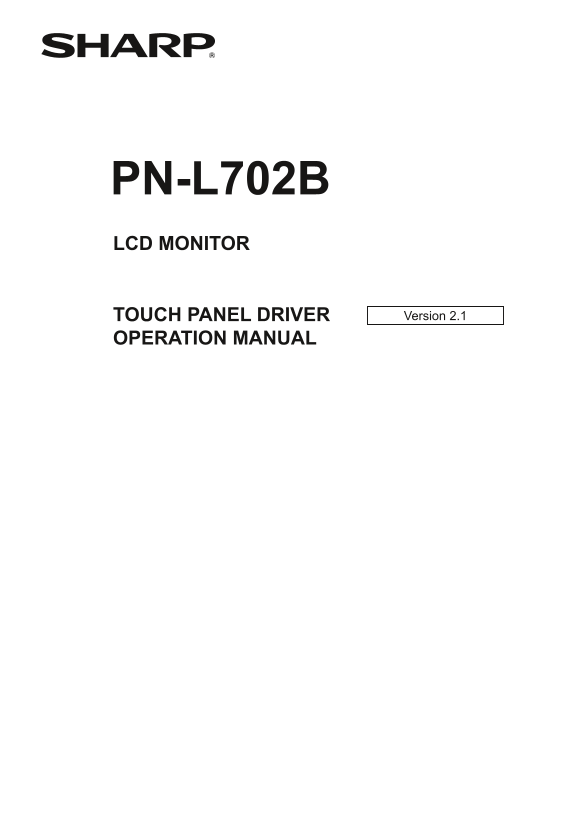 SHARP PN-L702B Touch Panel Driver Operation Manual - Page 1
