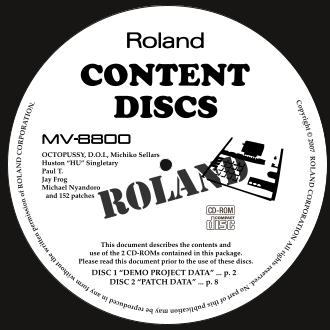 Roland MV-8800 Recording Studio Product Addendum User's Manual - Page 1