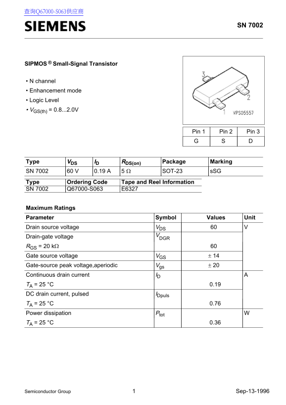 SIEMENS SN 7002 Data Handbook - Page 1