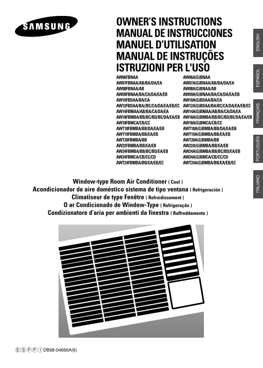 Samsung Air Conditioner AW07AANEC User's Manual - Page 1