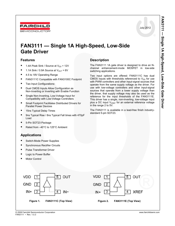 Fairchild Fan3111C Data Handbook - Page 1
