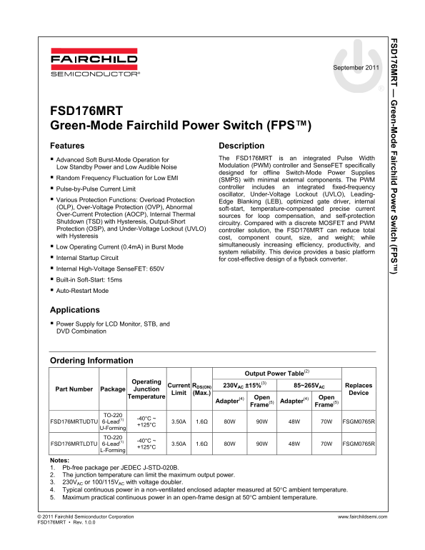 Fairchild FSD176MRT Data Handbook - Page 1