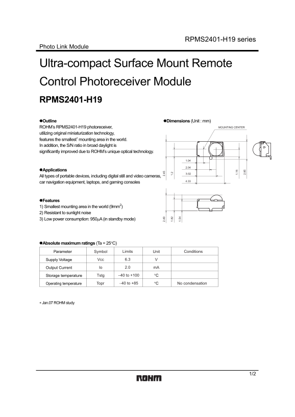 ROHM RPMS2401-H19 User Guide - Page 1