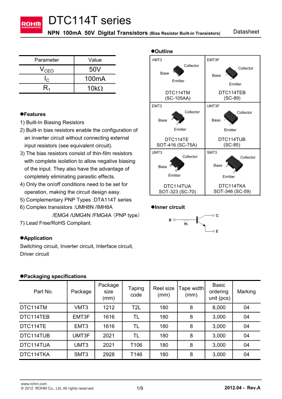 ROHM DTC114TE User Guide - Page 1