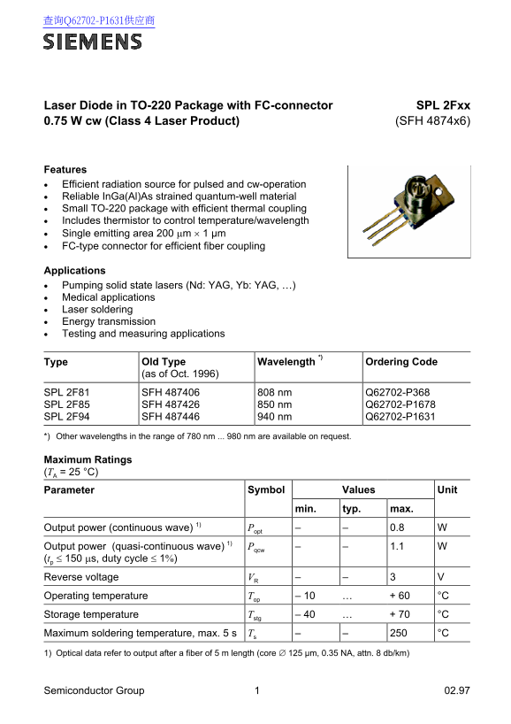 Siemens SPL 2Fxx Data Sheet - Page 1