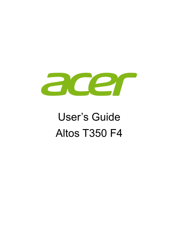 Acer Server and Storage ServerAltos T350 F4 User Manual User Guide - Page 1